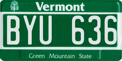 VT license plate BYU636