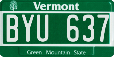 VT license plate BYU637
