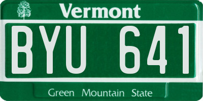 VT license plate BYU641