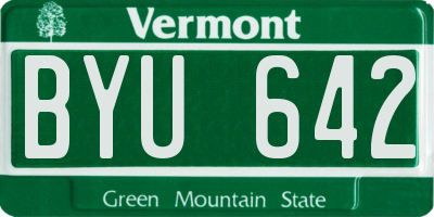VT license plate BYU642