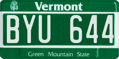 VT license plate BYU644