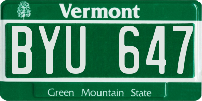 VT license plate BYU647