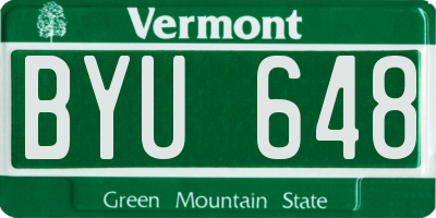 VT license plate BYU648