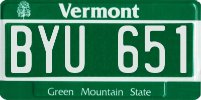VT license plate BYU651