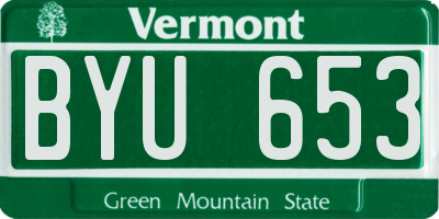 VT license plate BYU653