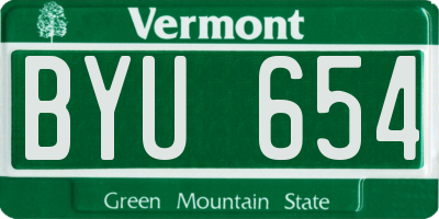 VT license plate BYU654