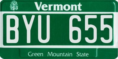 VT license plate BYU655