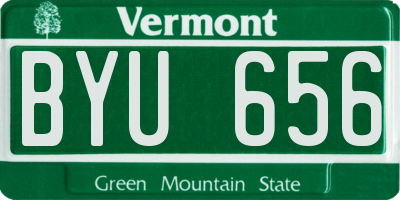 VT license plate BYU656