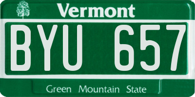VT license plate BYU657