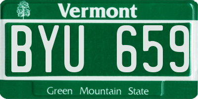 VT license plate BYU659