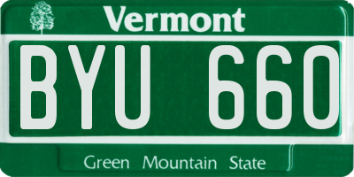 VT license plate BYU660