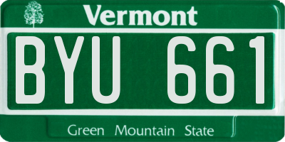 VT license plate BYU661