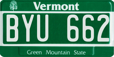 VT license plate BYU662