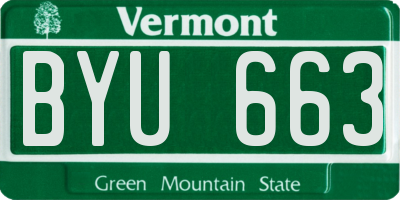 VT license plate BYU663