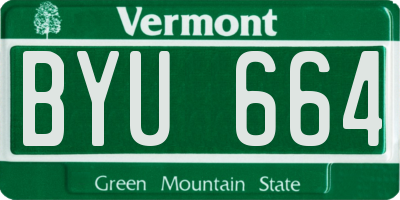 VT license plate BYU664