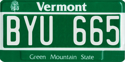 VT license plate BYU665