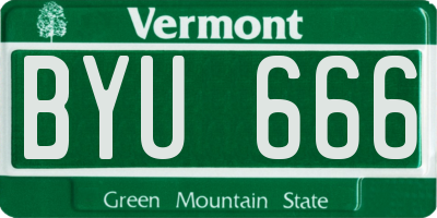 VT license plate BYU666