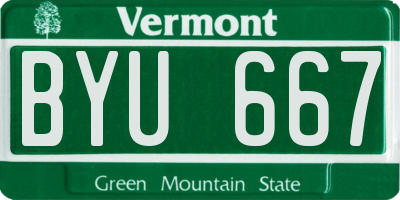 VT license plate BYU667
