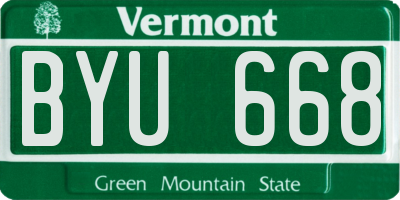 VT license plate BYU668