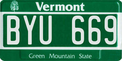 VT license plate BYU669