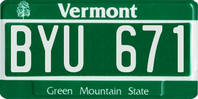 VT license plate BYU671