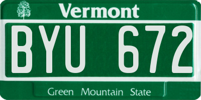 VT license plate BYU672