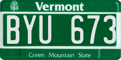 VT license plate BYU673