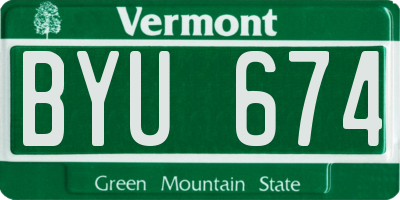 VT license plate BYU674