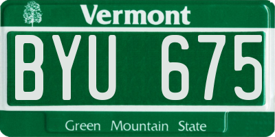 VT license plate BYU675