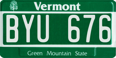 VT license plate BYU676