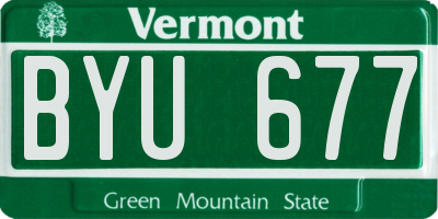 VT license plate BYU677