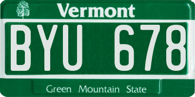 VT license plate BYU678