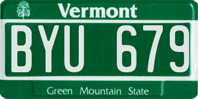 VT license plate BYU679