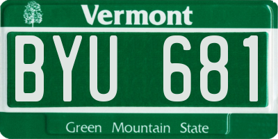 VT license plate BYU681