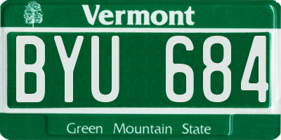 VT license plate BYU684