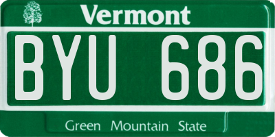 VT license plate BYU686