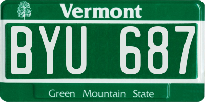 VT license plate BYU687