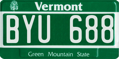 VT license plate BYU688