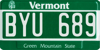 VT license plate BYU689