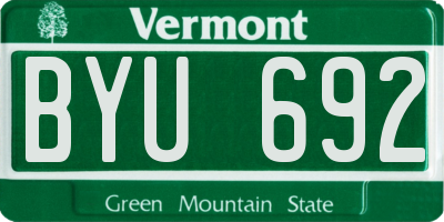 VT license plate BYU692