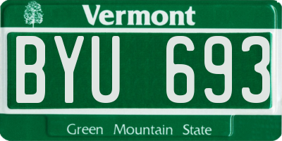 VT license plate BYU693