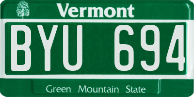 VT license plate BYU694
