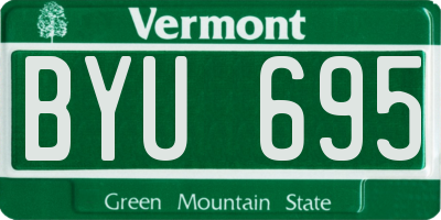 VT license plate BYU695