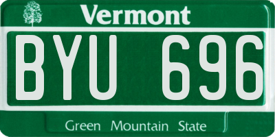 VT license plate BYU696