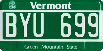 VT license plate BYU699