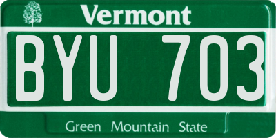 VT license plate BYU703