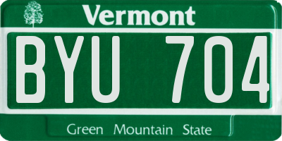 VT license plate BYU704