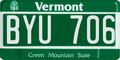 VT license plate BYU706