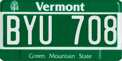 VT license plate BYU708