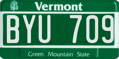 VT license plate BYU709